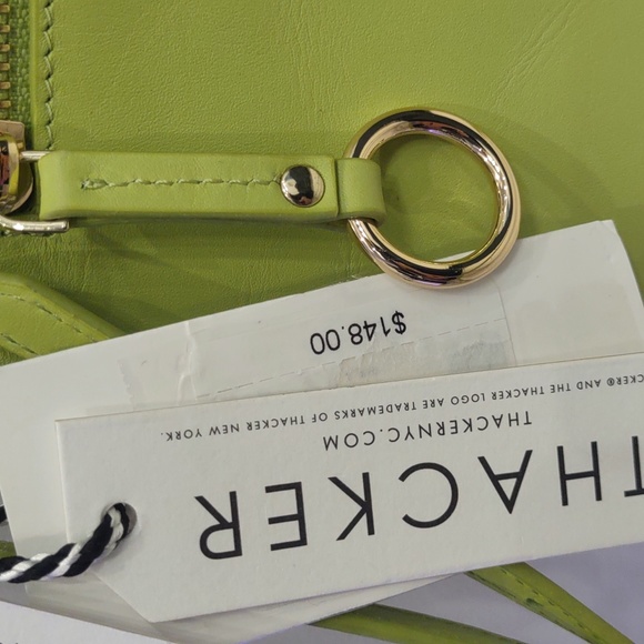 💚Thacker Neon Lime Citron Green Leather Crossbody Purse Handbag $148 Adjustable - Picture 2 of 7